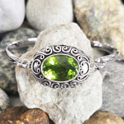 Green Quartz and Sunset Druzy Reversible Cuff Bracelet