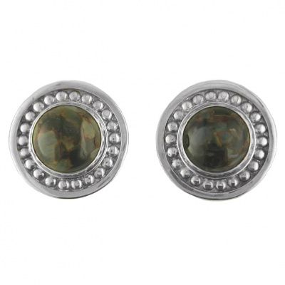 Sterling Silver Hand-Crafted Round Pietersite Clip Earrings
