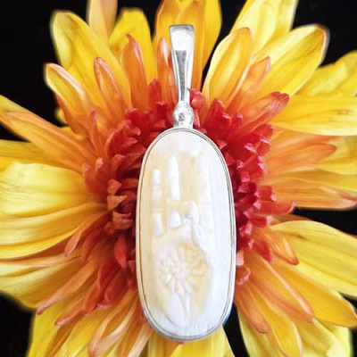 Sterling Silver Hand Carved Mudra Pendant