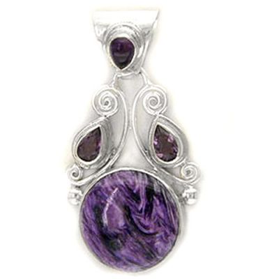 Charoite Pendant with Amethyst