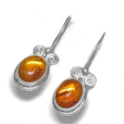 Amber Oval Latch-Back Earrings