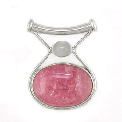 Rhodocrosite and Moonstone Pendant with Chain