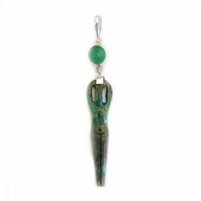 Sterling Silver Turquoise Nile Goddess Pendant with Chysoprase