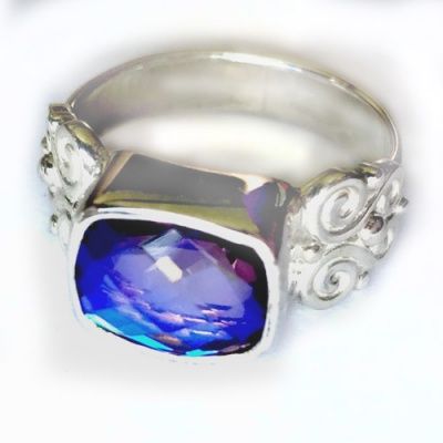 Faceted Rainbow Lavender Quartz Ring
