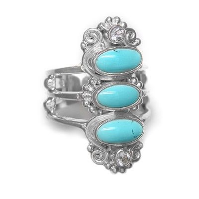 Turquoise and Sky Blue Topaz Ring