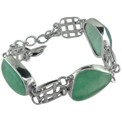 Free-form Green Fluorite Quartz Link Bracelet