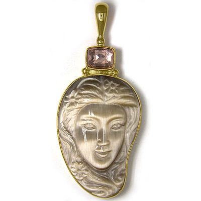 22k Vermeil Golden Fiber Optic Goddess Pendant