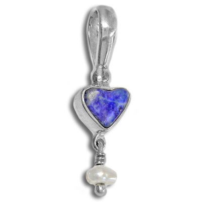 Lapis Heart Pendant with Pearl