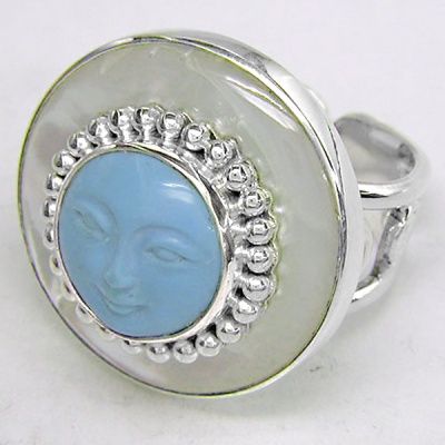 Turquoise Goddess Ring with Mother of Pearl