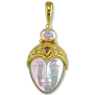 Opalized White Fiber Optic Vermeil Goddess Pendant - Offerings Jewelry ...