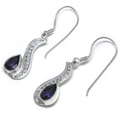 Hand-crafted Iolite Pear Dangle Earrings