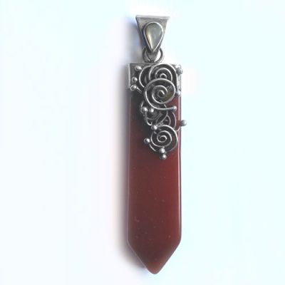 Red Agate Pendulum Pendant with Mother of Pearl