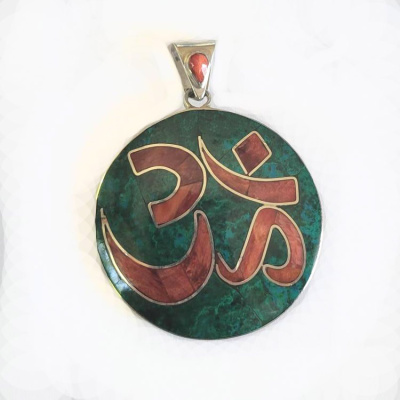 Peruvian "OM" Pendant with Spiny Oyster and Chrysocolla