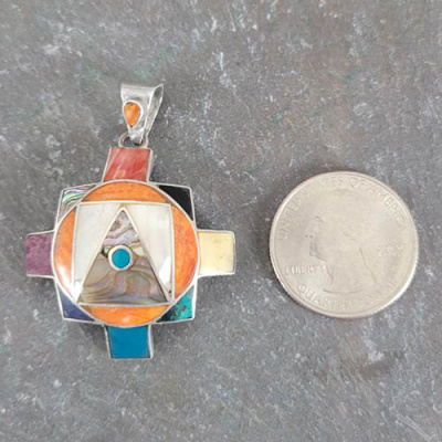 Peruvian "Chakana" Pendant with Chakra Back