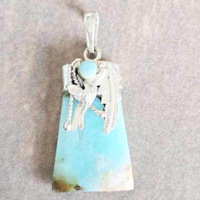 Blue Opal Hummingbird Pendant 