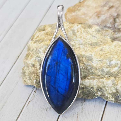 One of a Kind Labradorite Marquis Pendant