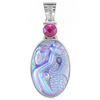 Opalized Fiber Optic Mermaid Pendant