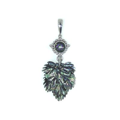 Abalone Shell Leaf & Mystic Topaz Pendant with Chain