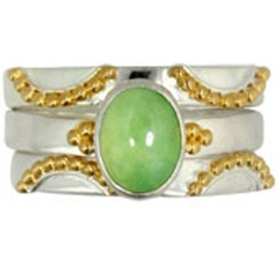 Chrysoprase Stack Ring with Vermail Accents 