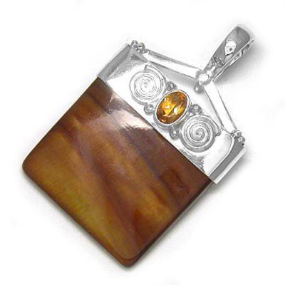 Copper Mother of Pearl & Citrine Pendant