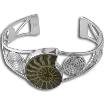 Sterling Silver Ammonite Cuff Bracelet