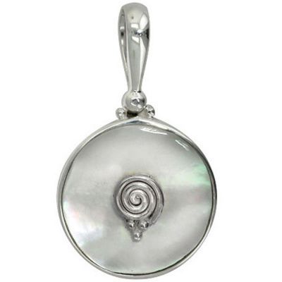 Mother of Pearl Shell Pendant in Silver