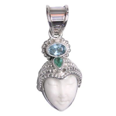 Sterling Silver Goddess Pendant with Apatite & Sky Blue Topaz