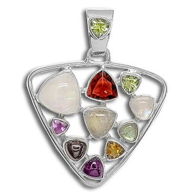 Sterling Silver Hand-Crafted Multi-Stone Abundance Pendant