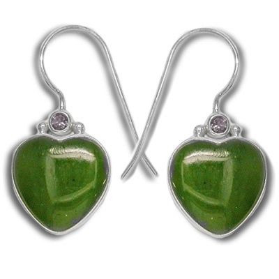 Jade Heart Earrings with Iolite