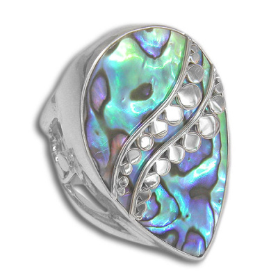 Paua Shell Silver Ring