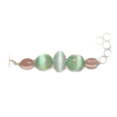 Sterling Silver Pink, Green, and Blue Selenite Link Braclet