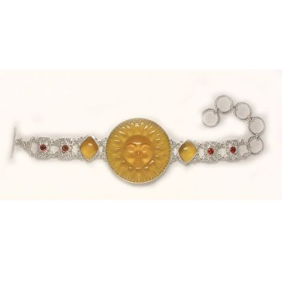 Citrine (synthetic) Sun Bracelet with Amber and Garnet