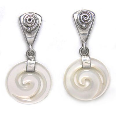 Mother of Pearl Swirl Post Earrings