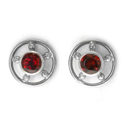 rm444gSterling Silver 5mm Round Garnet Post Earrings