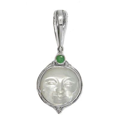 Mother of Pearl Goddess Pendant with Emerald