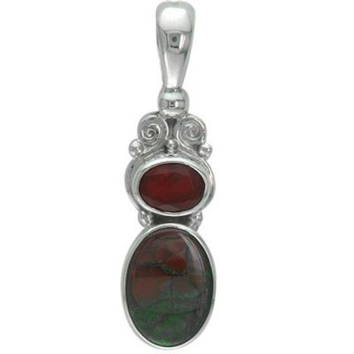 Ammolite & Mexican Fire Cherry Opal Pendant