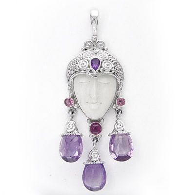 Goddess Pendant with Amethyst and Pink Tourmaline