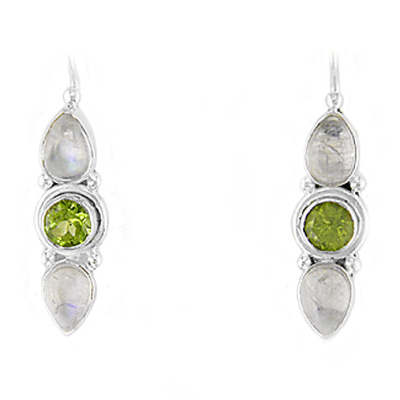 Rainbow Moonstones and Peridot Dangles