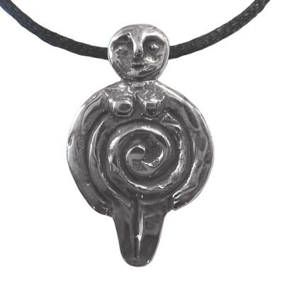 Silver "Spiral Woman" Pendant with Silk Cord