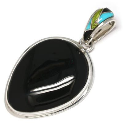 Onyx Pendant with Inlaid Bale