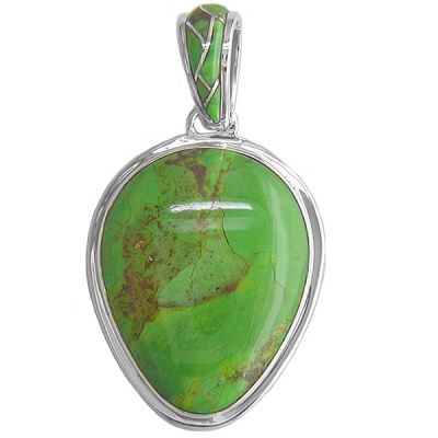 Gaspeite Sterling Silver Inlay Pendant
