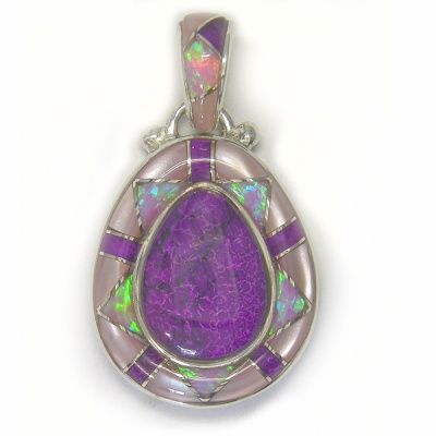 Sugilite Pendant with Created Opal & Sugilite Inlay