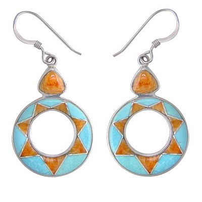 Turquoise & Spiny Oyster Inlay Earrings