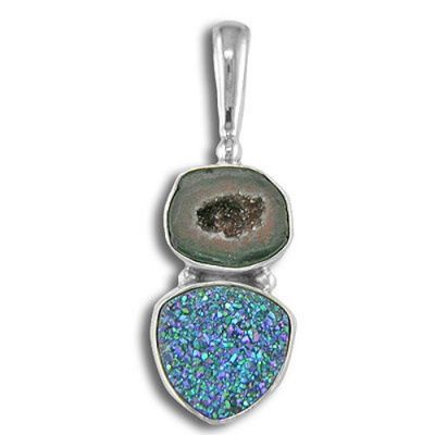 Geode and Green Druzy Pendant