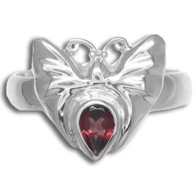 Butterfly Ring with Garnet