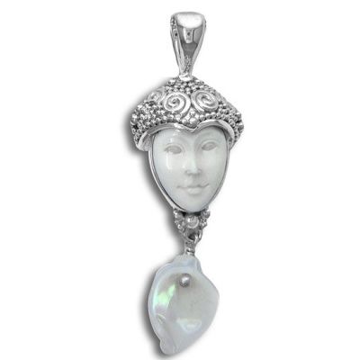 Goddess Pendant with Mother of Pearl Lily