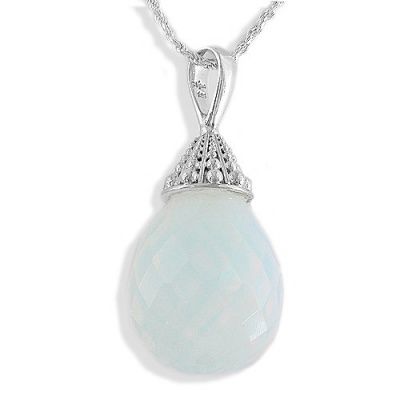 Checkerboard Opalite Pendant with Rope Chain