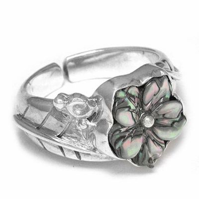 Paua Shell Flower Ring