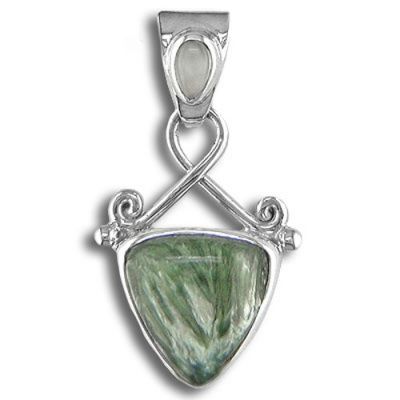 Seraphinite and Moonstone Pendant with Enhancer Bale