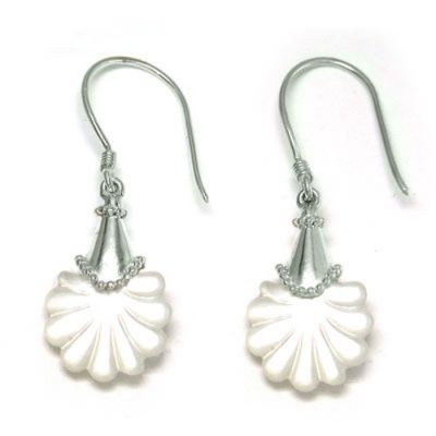 Mother of Pearl Fan Flower Earrings